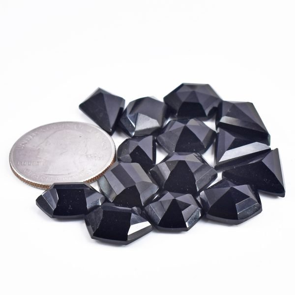 Amit Gems Black Onyx Rosecut Loose Gemstone Lot Freeform Shape