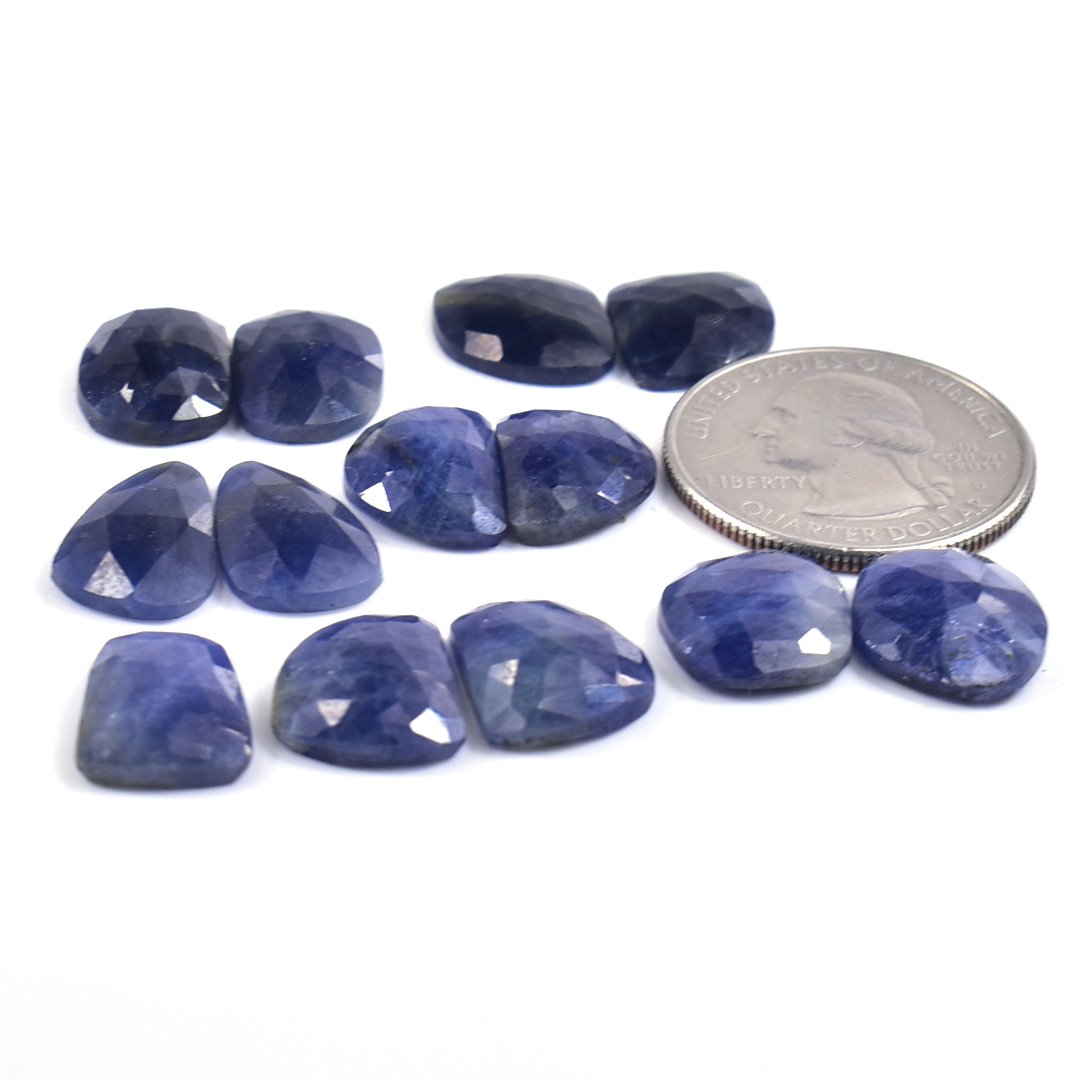 Amit Gems Rosecut Blue Sapphire (Neelam) Earring Pair Semi Precious Loose Gemstone Lot