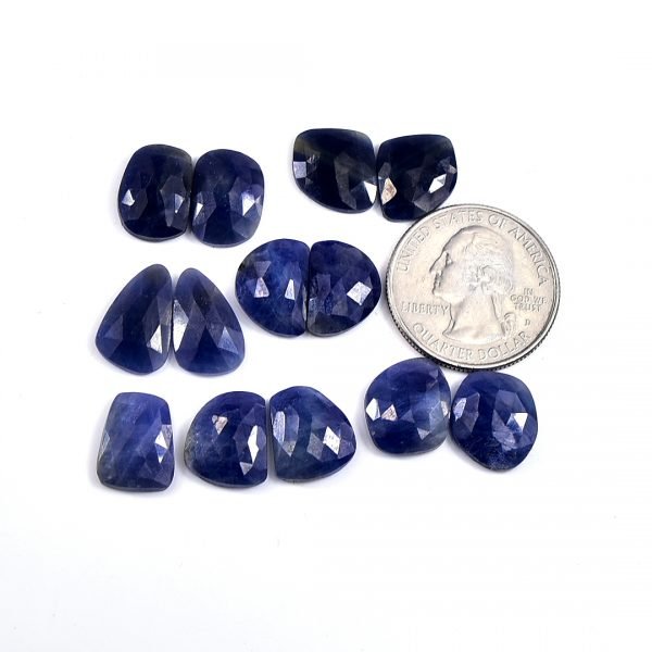 Amit Gems Rosecut Blue Sapphire (Neelam) Earring Pair Semi Precious Loose Gemstone Lot