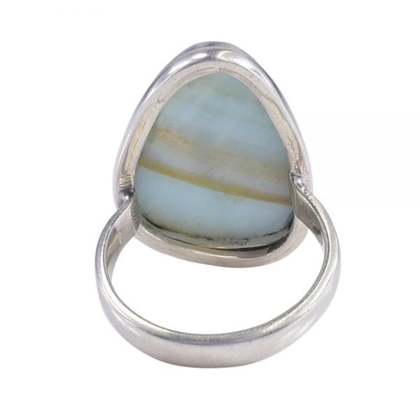 Amit Gems 925 Sterling Silver Blue Aragonite Ring
