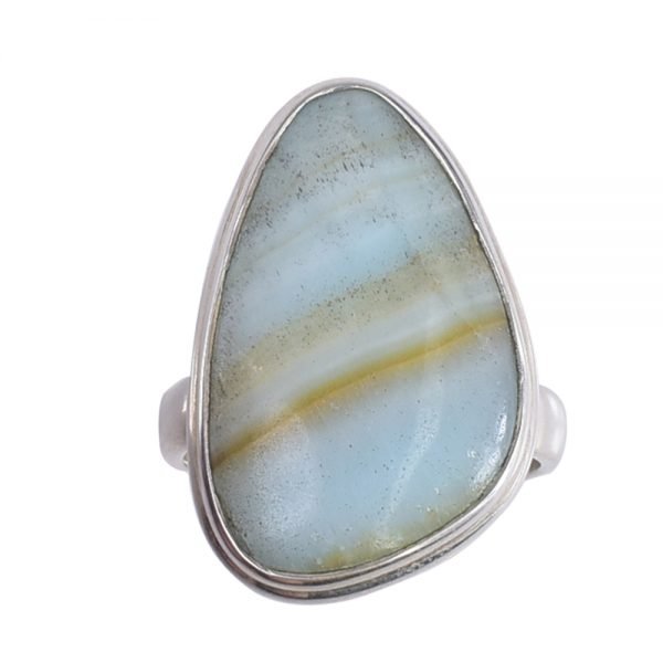 Amit Gems 925 Sterling Silver Blue Aragonite Ring