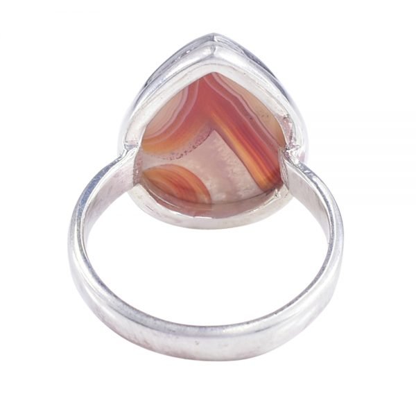 Amit Gems 925 Sterling Silver Red Lace Agate Ring