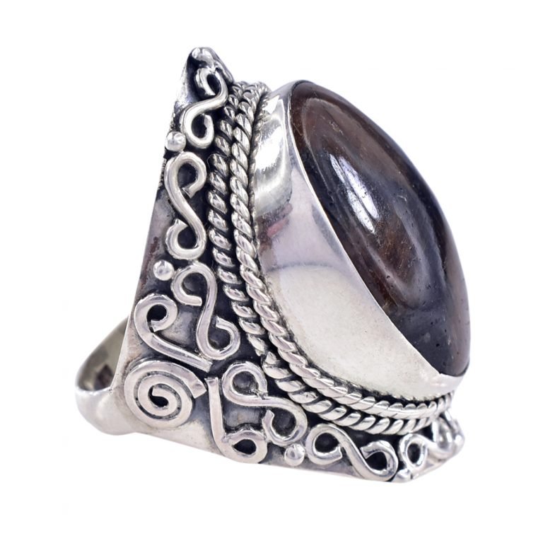 Amit Gems Cabochon Chaistolite 925 Sterling Silver Ring