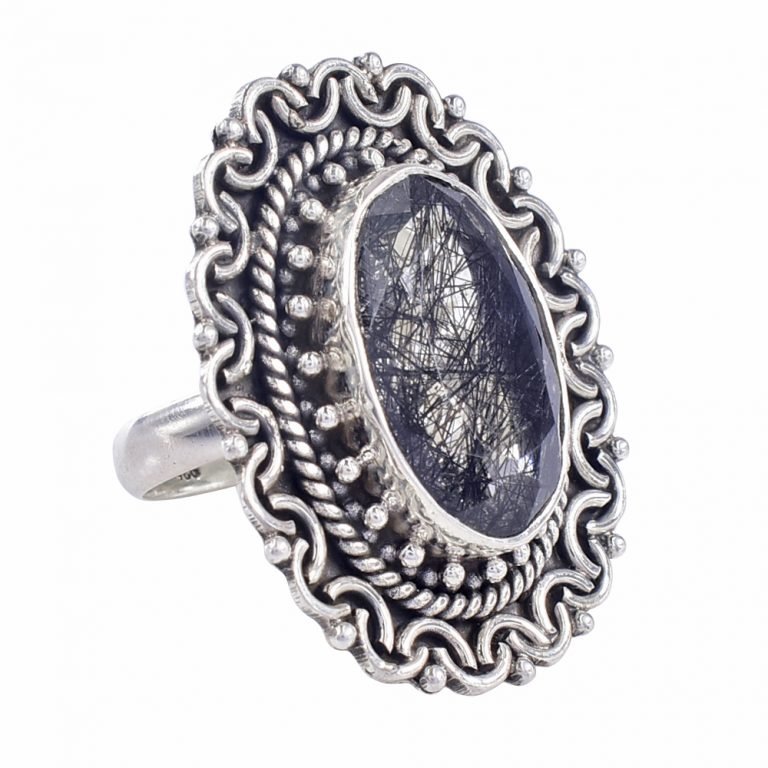 Amit Gems Tourmalinated Quartz 925 Sterling Silver Ring